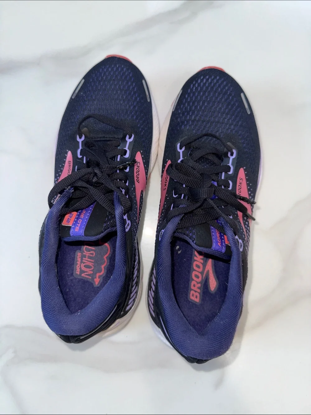 Brooks Women's Running Sneakers - Navy with Pink & Purple Accents